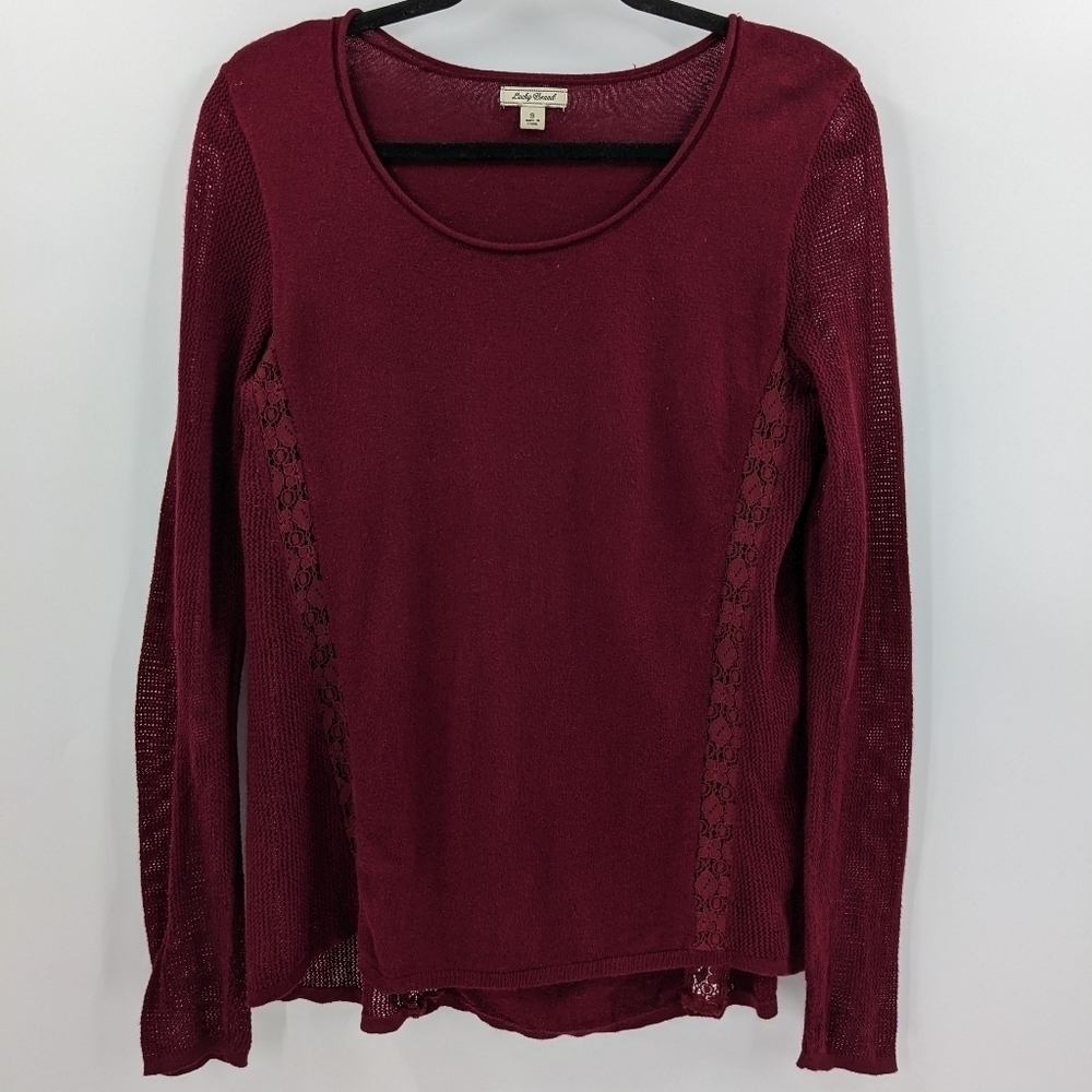LUCKY BRAND Sheer Sleeve Lightweight Sweater
